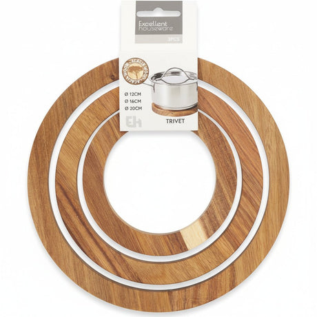 3 - pk Gryteunderlag akasietre dia: 12 - 20 cm - Lindas Dekor