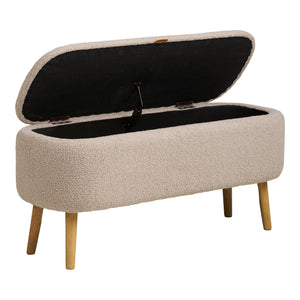 Harlow benk med oppbevaring bouclé beige 95x37x45 cm - bilde 4