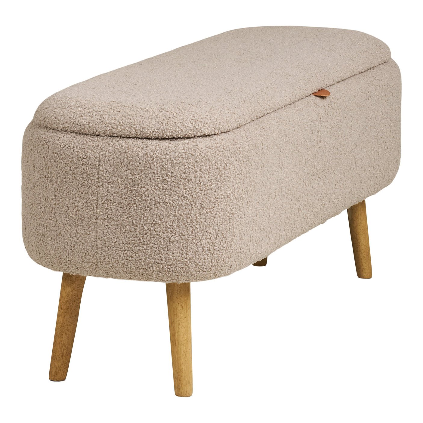 Harlow benk med oppbevaring bouclé beige 95x37x45 cm - bilde 5