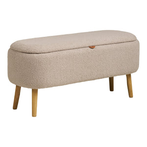 Harlow benk med oppbevaring bouclé beige 95x37x45 cm