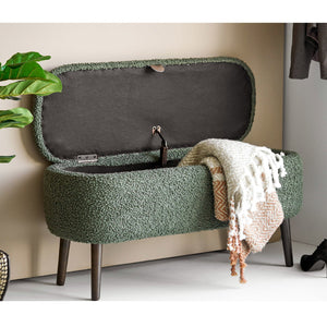 Harlow benk med oppbevaring teddy grønn 95x37x45 cm - bilde 10