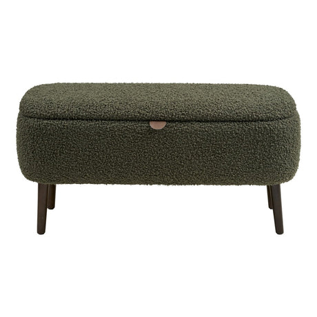 Harlow benk med oppbevaring teddy grønn 95x37x45 cm - bilde 2