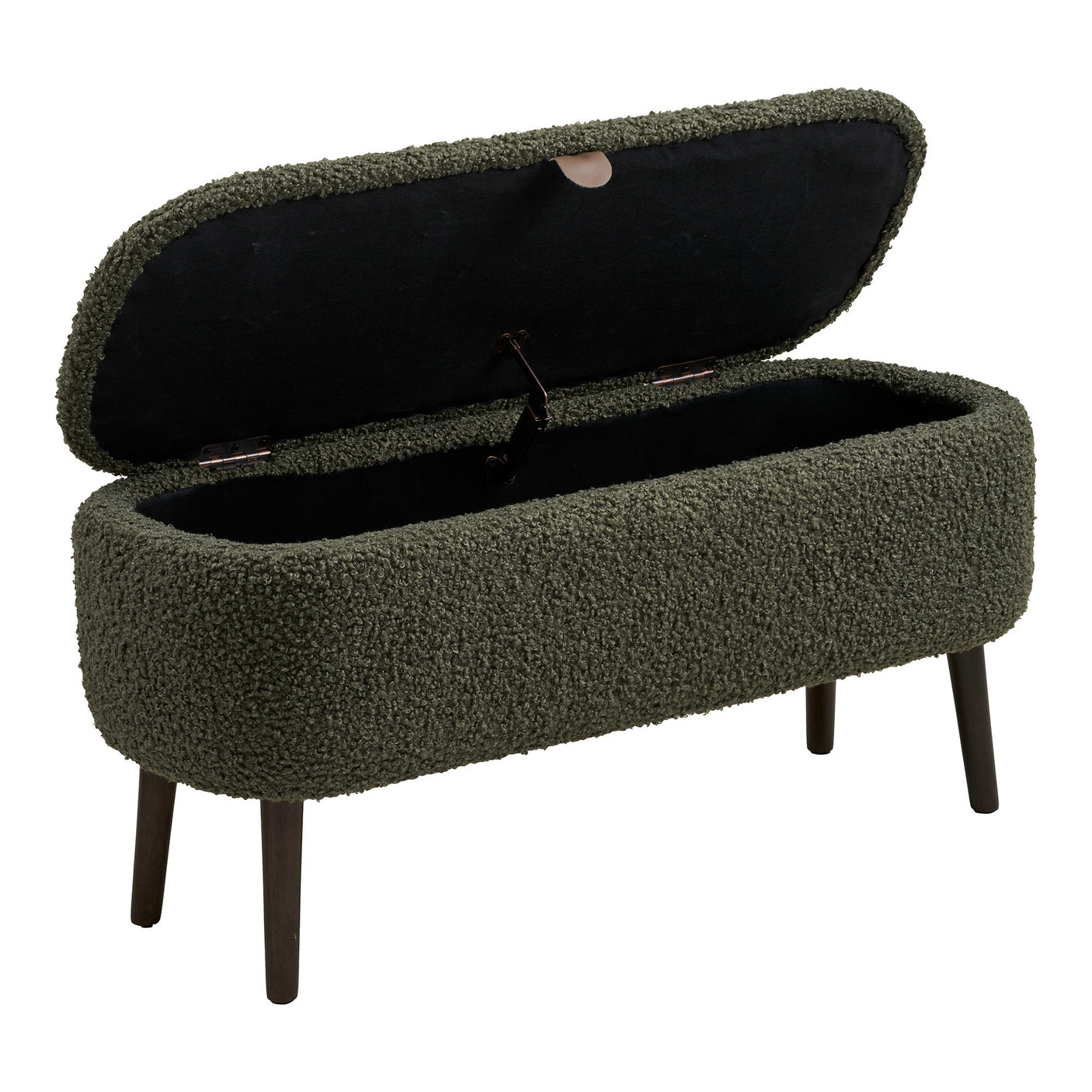 Harlow benk med oppbevaring teddy grønn 95x37x45 cm - bilde 4