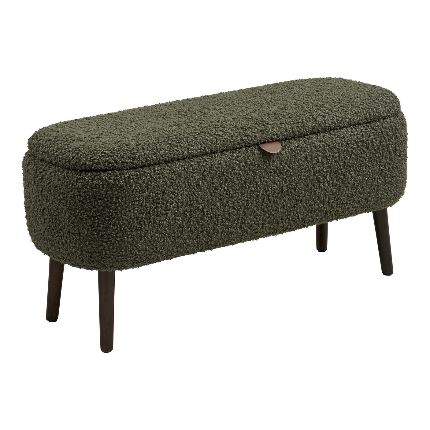 Harlow benk med oppbevaring teddy grønn 95x37x45 cm