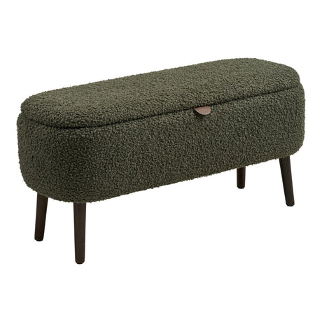 Harlow benk med oppbevaring teddy grønn 95x37x45 cm