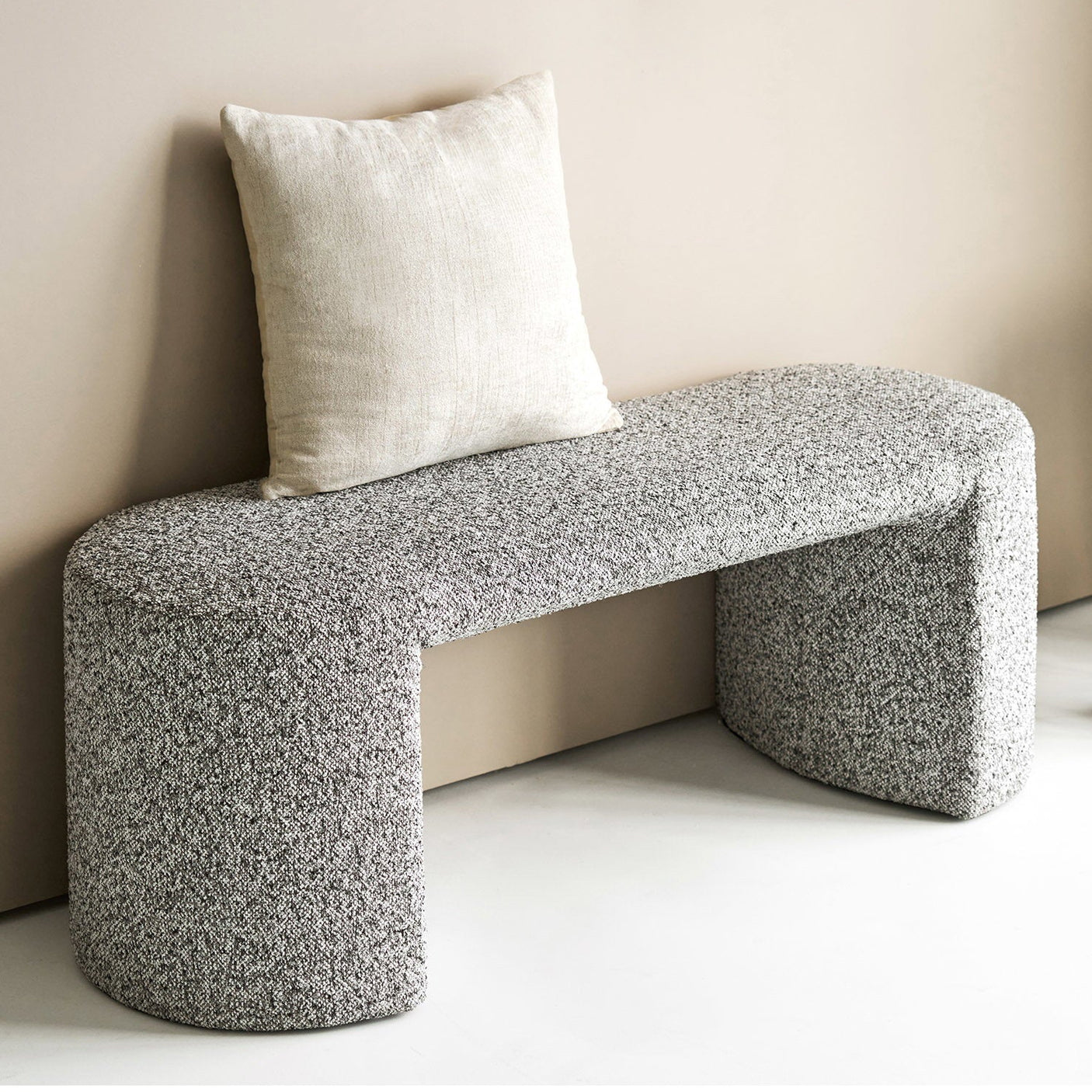 Westport benk bouclé sort og hvit 120x45x44 cm - bilde 7