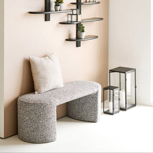 Westport benk bouclé sort og hvit 120x45x44 cm - bilde 8