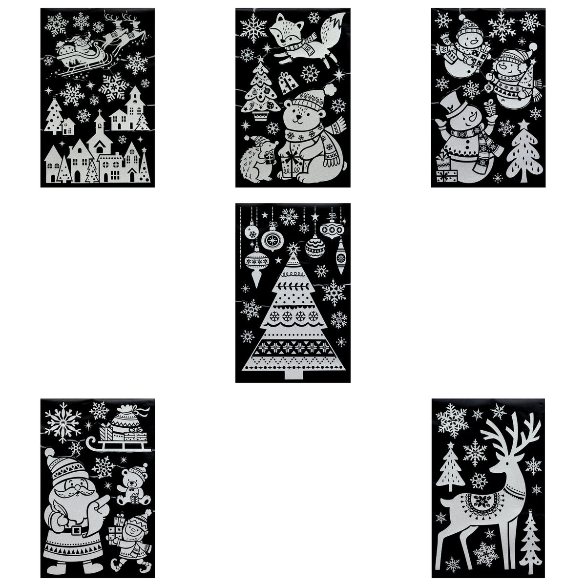 Julestickers med glitter og rhinsten 6 design 50 x 32 cm, alle 6 design