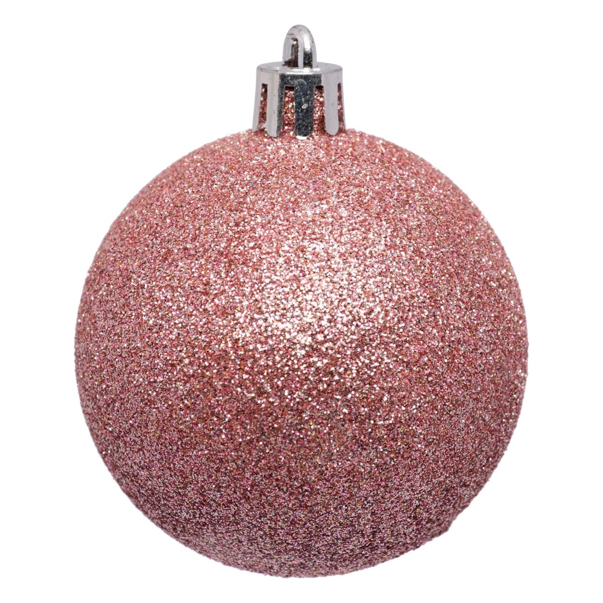 25-pk julekuler rosa 6 cm, rosa kule med glitter