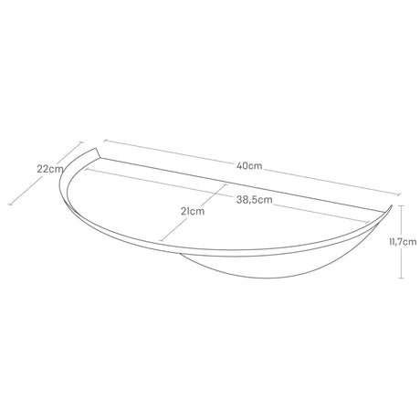 Vegghylle halvrund hvit 40 cm