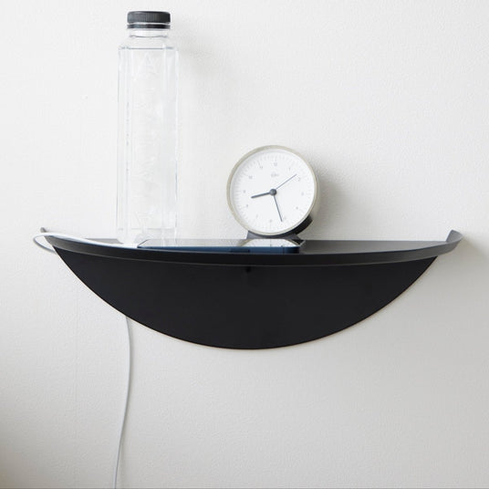 Vegghylle halvrund sort 40 cm - Lindas Dekor