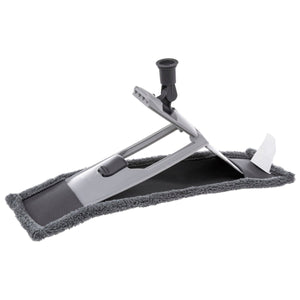 Teleskopmopp med mikrofiber og skaft i stål, moppehodet sett skrått