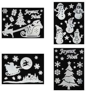 Julestickers nisse, snømann og pingvin 4 design 29 x 40 cm, alle 4 design