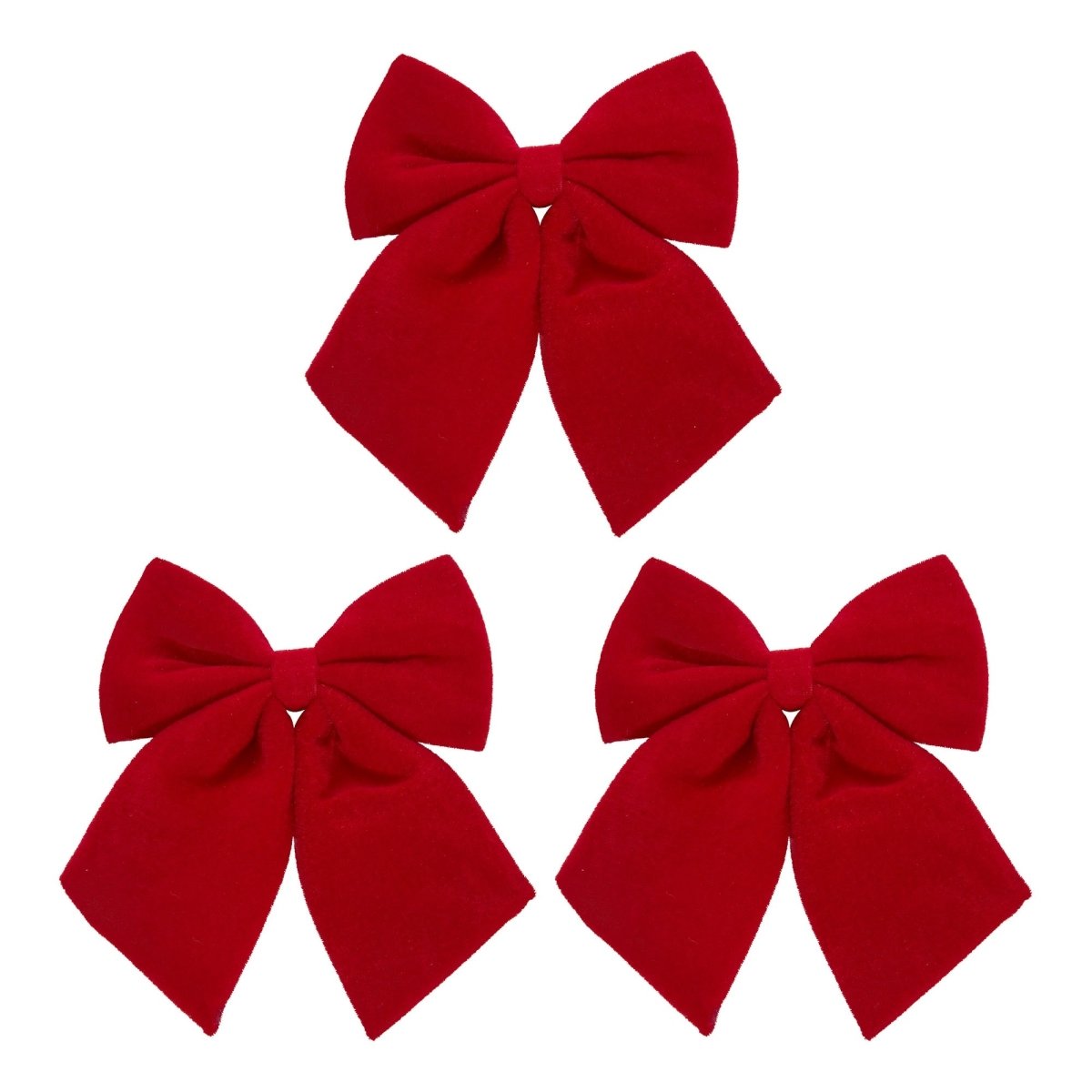 3-pk dekorative sløyfer rød fløyel 24 x 20 cm, tre sløyfer