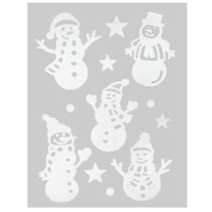 Julestickers nisse, snømann og pingvin 4 design 29 x 40 cm, snømenn og snøkrystaller