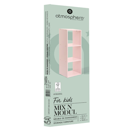 Mix'n Modul reol 3 kuber rosa 94,8 cm, reolen i esken