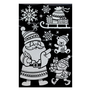 Julestickers med glitter og rhinsten 6 design 50 x 32 cm, nisse med gaver