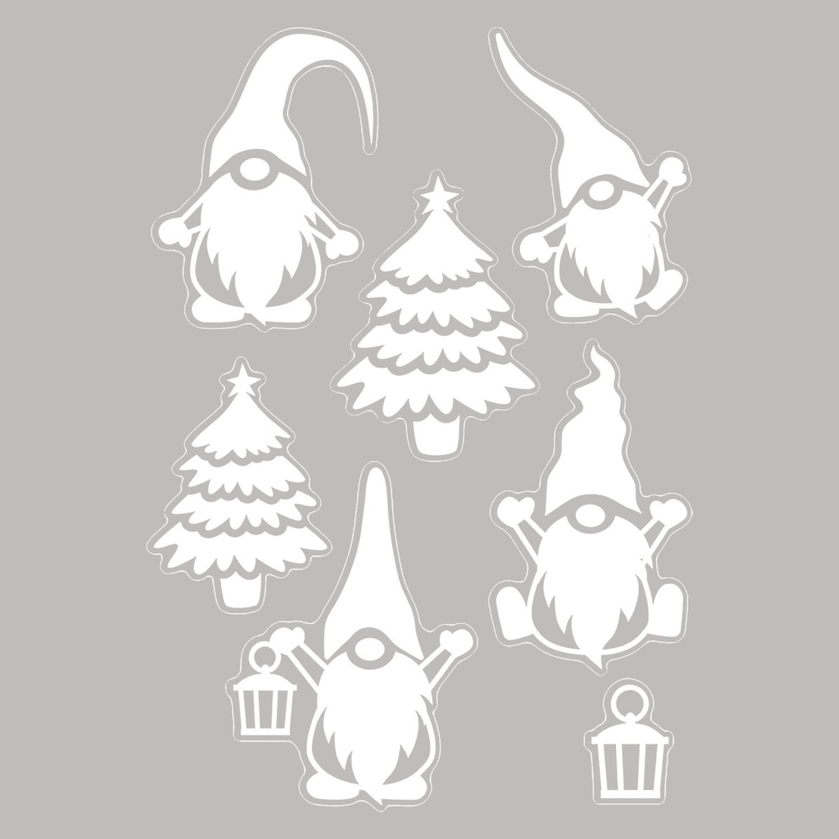 Julestickers pepperkake og nisse 2 design 28,5 x 40 cm, ark med nisser og juletrær