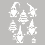 Julestickers med nisser og juletrær hvit 28,5 x 40 cm