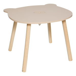 Barnebord bamse Douceur beige, hele barnebordet med ben i tre