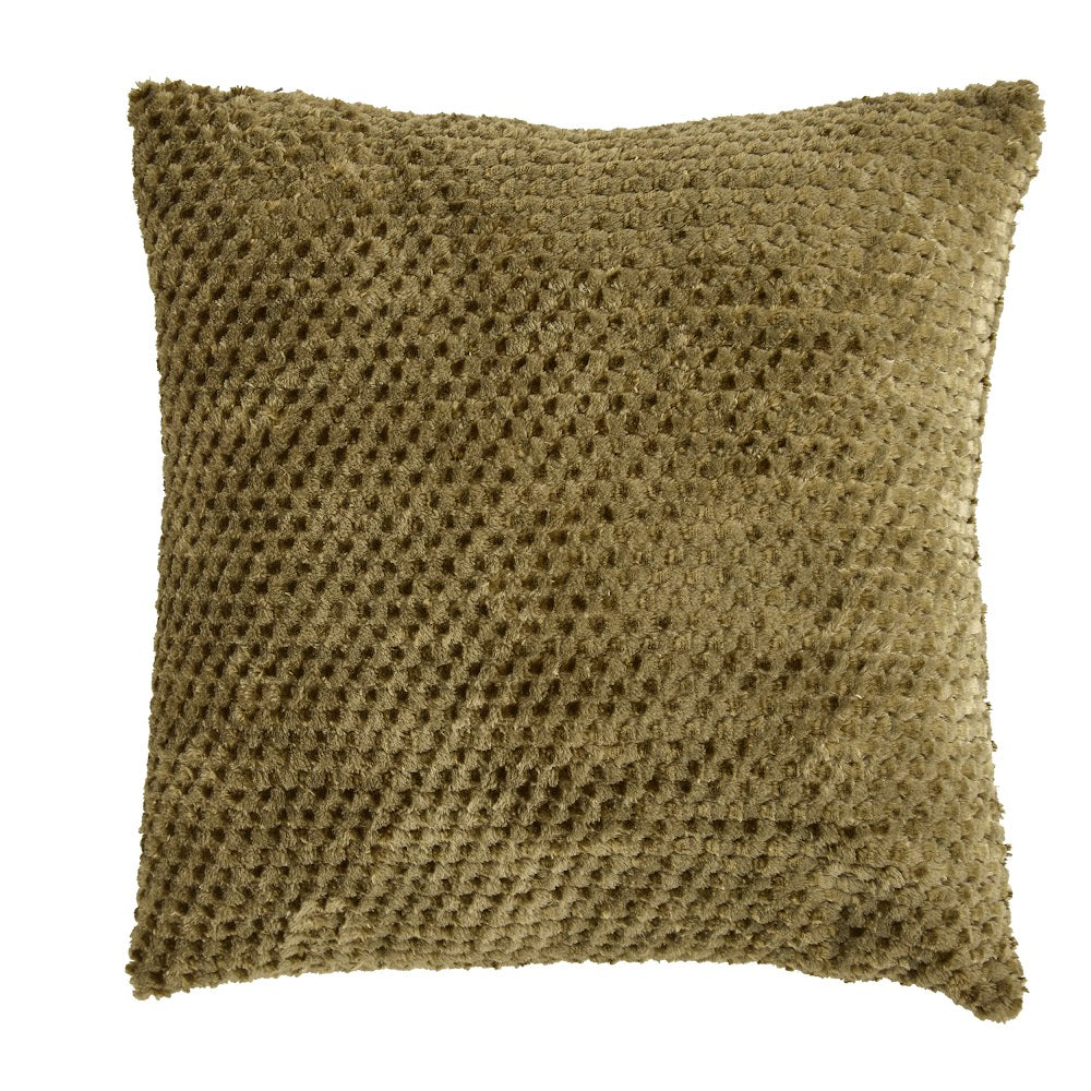 Lyno jacquardpute i kakigrønn flanell, 40 x 40 cm