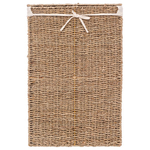 Høy, smal sivvaskekurv i brun naturfiber
