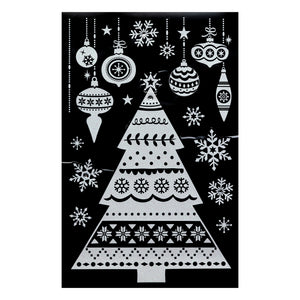 Julestickers med glitter og rhinsten 6 design 50 x 32 cm, juletre og julekuler