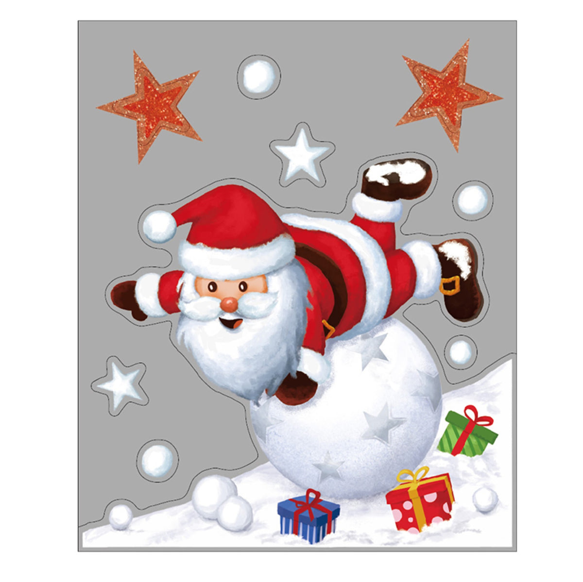 Julestickers nisse med glitter 2 design 29 x 35 cm, nisse og snømann