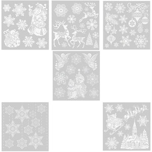 Julestickers med glitter 6 design 31,5 x 30,4 cm, alle 6 ark samlet