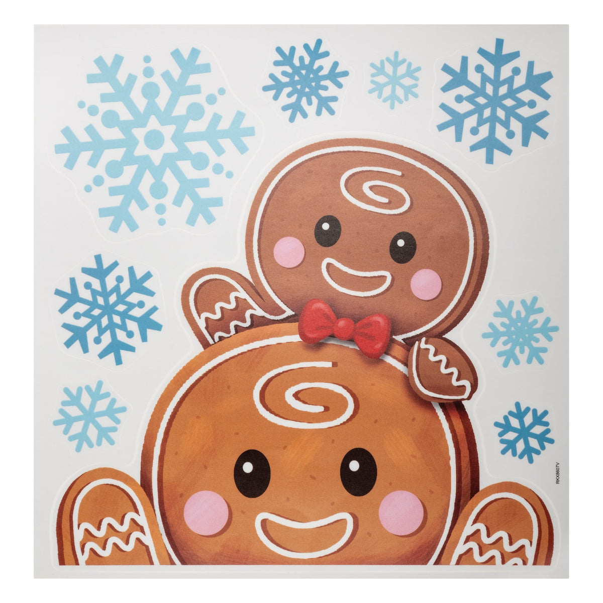 Julestickers figurer 2 design 31 x 38 cm, pepperkakemann med snøkrystaller