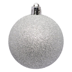 25-pk julekuler sølv 6 cm, sølvkule med glitter