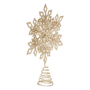 Juletretopp snøkrystall champagne 20 cm, hele toppen