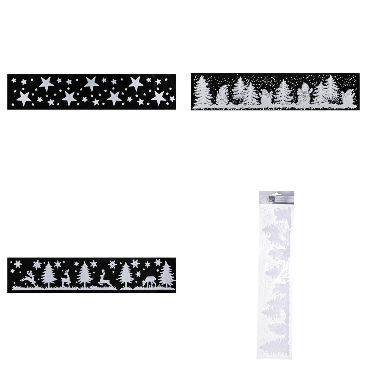 Julebanner stickers hvit 3 design 58 cm, alle 3 banner