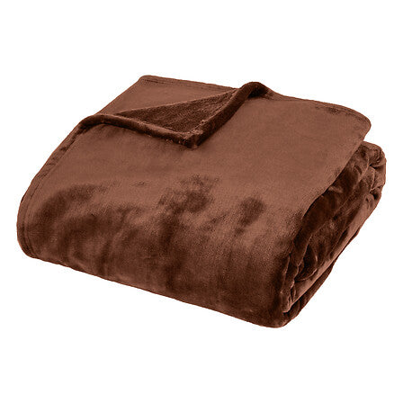 Myke flanellplæd i brun polyester 180 x 230 cm