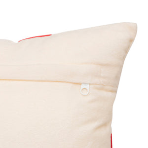 Pute gave med rød sløyfe beige fløyel 30 x 50 cm, baksiden av puten