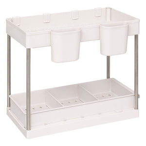 Uttrekkbar skaporganiser 2 etasjer beige 34 cm, hele organiseren