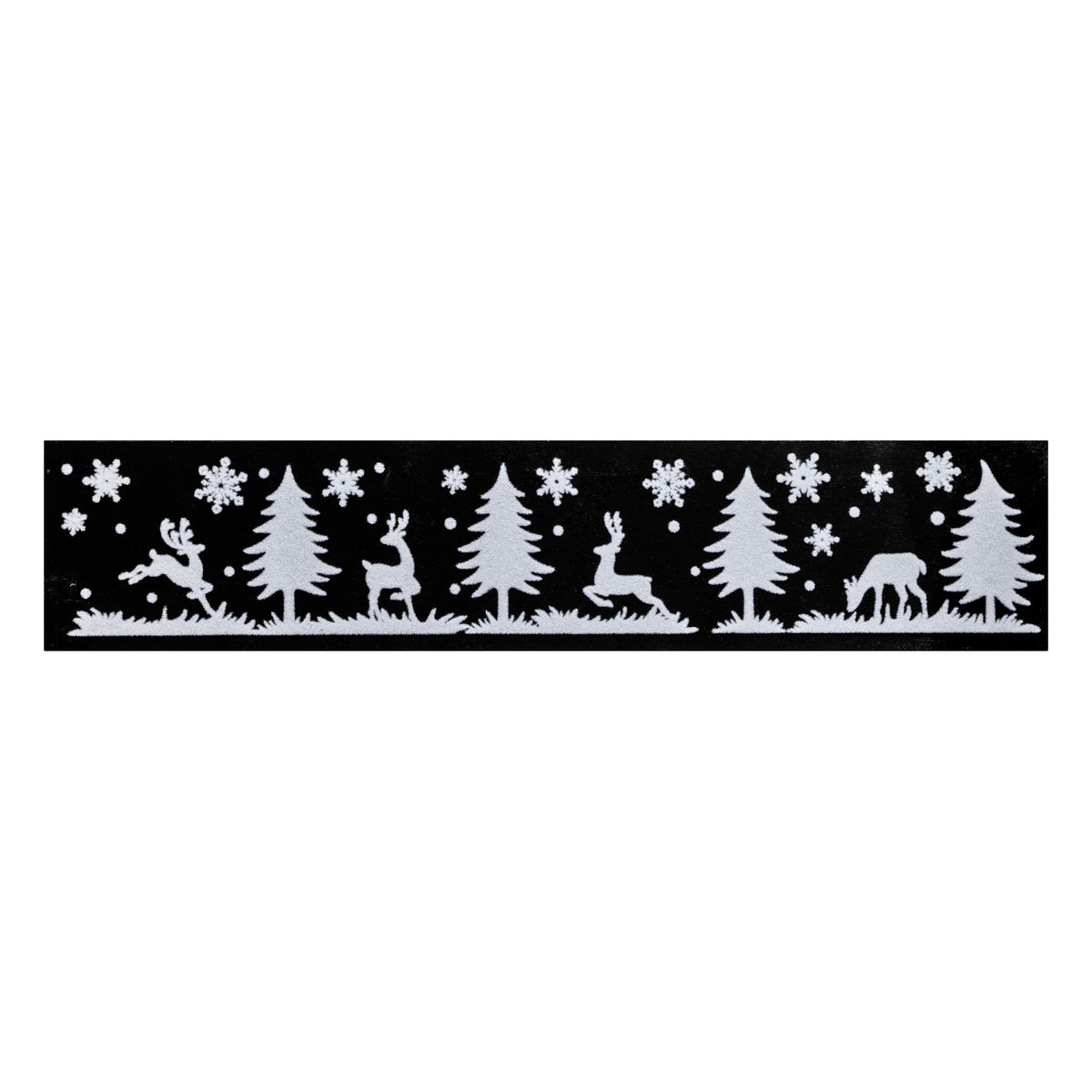 Julebanner stickers hvit 3 design 58 cm, banner med juletrær og reinsdyr