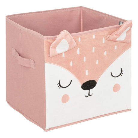 Oppbevaringsboks hjort i fløyel rosa 29 x 29 cm, hele boksen med dyreansikt