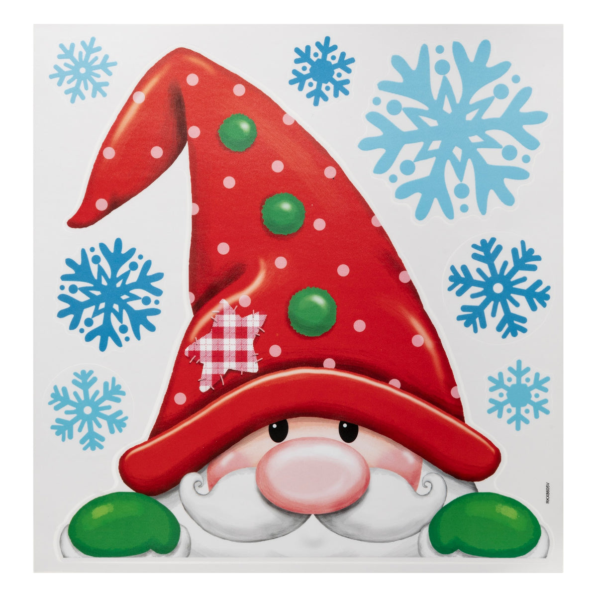 Julestickers figurer 2 design 31 x 38 cm, nisse med rød lue