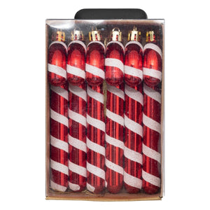 6-pk juletrepynt sukkerstang rød og hvit 14 cm, 6 sukkerstenger i esken
