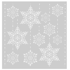 Julestickers med glitter 6 design 31,5 x 30,4 cm, ark med store snøkrystaller