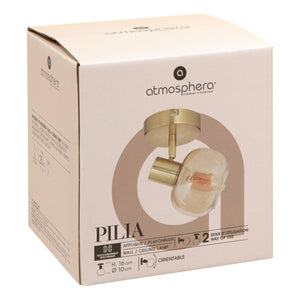 Vegglampe Pilia metall og ravglass 10 cm, lampen i esken
