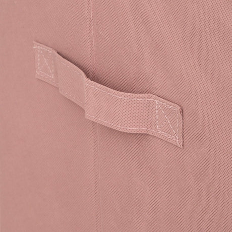 Oppbevaringsboks hjort i fløyel rosa 29 x 29 cm, boksen sett fra siden med håndtak