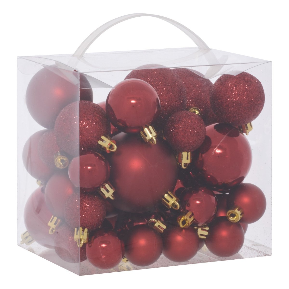 35-pk julekuler granatrød 2,9 cm, 35 kuler i esken