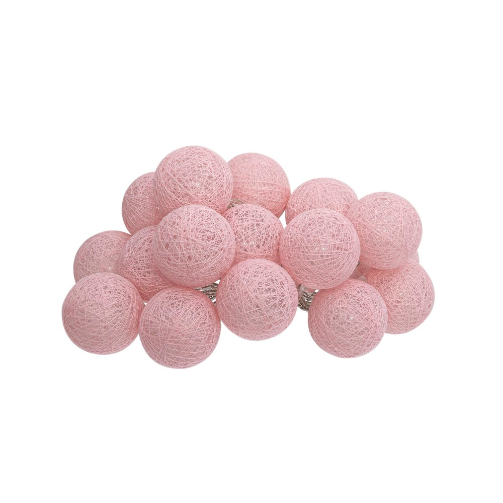 Batteridrevet LED-lysslynge med 16 lys rosa kuler, 165 cm