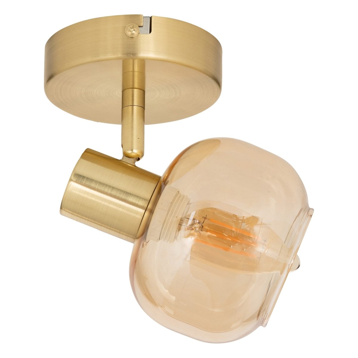 Vegglampe Pilia metall og ravglass 10 cm, lampen sett fra siden