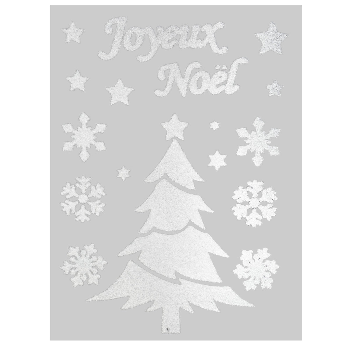 Julestickers nisse, snømann og pingvin 4 design 29 x 40 cm, juletre med Joyeux Noël