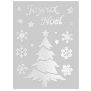Julestickers nisse, snømann og pingvin 4 design 29 x 40 cm, juletre med Joyeux Noël