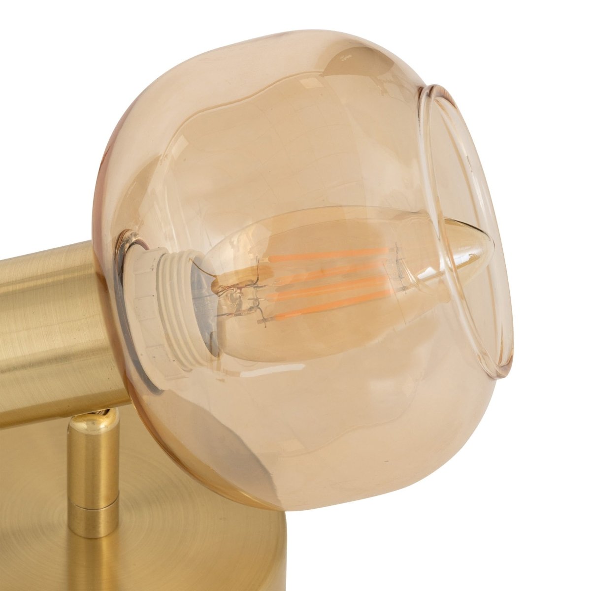 Vegglampe Pilia metall og ravglass 10 cm, nærbilde av ravglasset