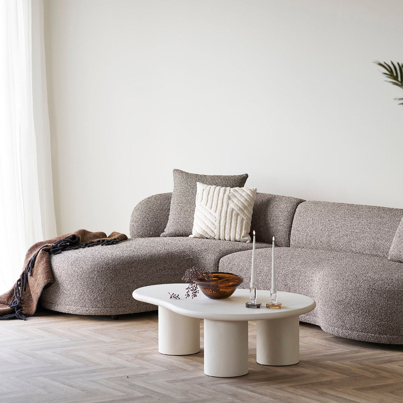 Palmera sofabord sement-look off-white 120 x 80 x 35 cm